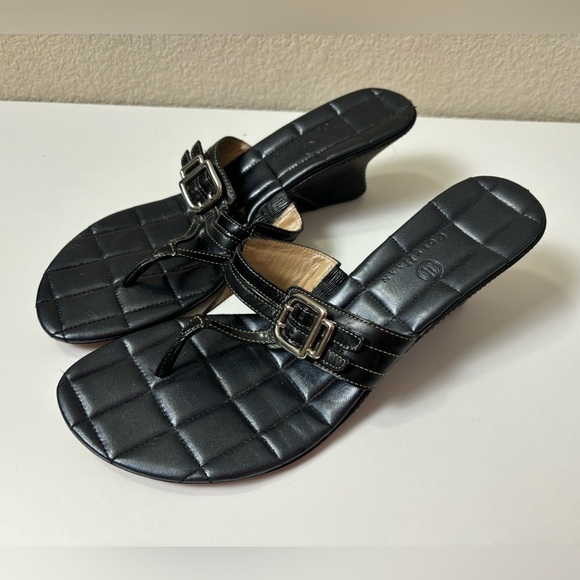 Cole Haan Buckle Strap Leather Wedge Flip Flop Style Sandals 8.5 - Picture 7 of 10